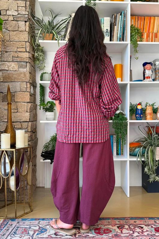 Vivienne Plaid Heathcliff Blouse Burgundy & Russet